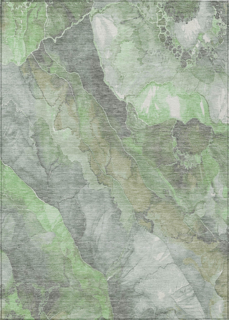 Piper Looms Chantille Floral ACN1787 Green Machine Washable Area Rug main image