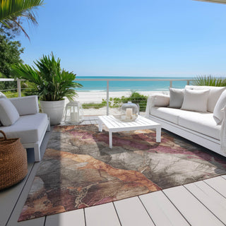 Piper Looms Chantille Floral ACN1787 Khaki Machine Washable Area Rug Outdoor Lifestyle Image Feature