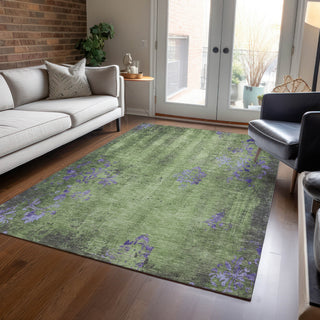 Piper Looms Chantille Floral ACN1788 Aloe Machine Washable Area Rug Lifestyle Image Feature