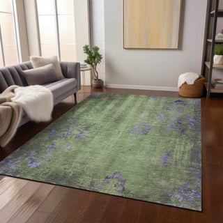 Piper Looms Chantille Floral ACN1788 Aloe Machine Washable Area Rug Lifestyle Image Feature
