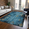 Piper Looms Chantille Floral ACN1788 Blue Machine Washable Area Rug Lifestyle Image Feature