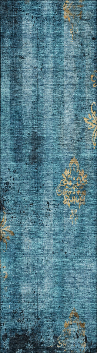 Piper Looms Chantille Floral ACN1788 Blue Machine Washable Area Rug Runner Main Image