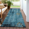 Piper Looms Chantille Floral ACN1788 Blue Machine Washable Area Rug Runner Outdoor Lifestyle Image Feature