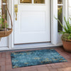 Piper Looms Chantille Floral ACN1788 Blue Machine Washable Area Rug Scatter Outdoor Lifestyle Image Feature