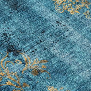 Piper Looms Chantille Floral ACN1788 Blue Machine Washable Area Rug Swatch Image