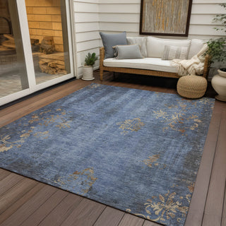 Piper Looms Chantille Floral ACN1788 Denim Machine Washable Area Rug Outdoor Lifestyle Image Feature