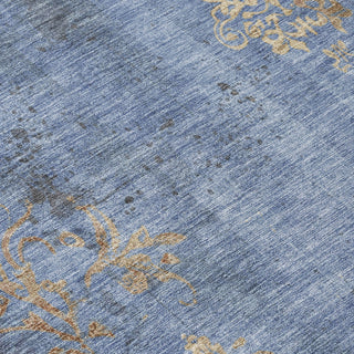 Piper Looms Chantille Floral ACN1788 Denim Machine Washable Area Rug Swatch Image