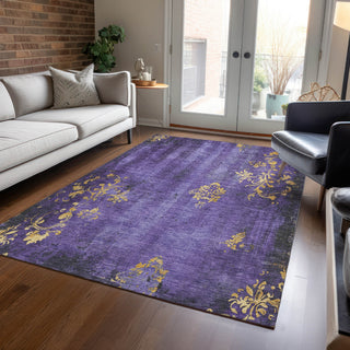 Piper Looms Chantille Floral ACN1788 Purple Machine Washable Area Rug Lifestyle Image Feature
