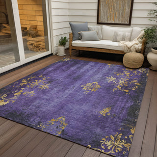 Piper Looms Chantille Floral ACN1788 Purple Machine Washable Area Rug Outdoor Lifestyle Image Feature