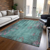 Piper Looms Chantille Floral ACN1788 Seafoam Machine Washable Area Rug Lifestyle Image Feature