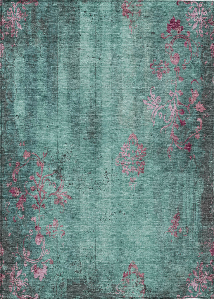 Piper Looms Chantille Floral ACN1788 Seafoam Machine Washable Area Rug main image