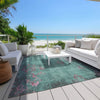 Piper Looms Chantille Floral ACN1788 Seafoam Machine Washable Area Rug Outdoor Lifestyle Image Feature