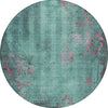 Piper Looms Chantille Floral ACN1788 Seafoam Machine Washable Area Rug Round Main Image