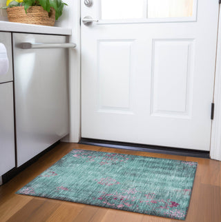 Piper Looms Chantille Floral ACN1788 Seafoam Machine Washable Area Rug Scatter Lifestyle Image Feature