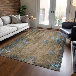 Piper Looms Chantille Floral ACN1788 Taupe Machine Washable Area Rug Lifestyle Image Feature