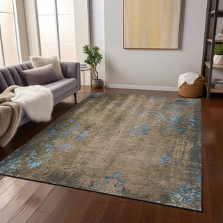 Piper Looms Chantille Floral ACN1788 Taupe Machine Washable Area Rug Lifestyle Image Feature