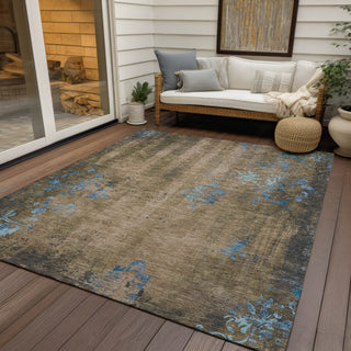 Piper Looms Chantille Floral ACN1788 Taupe Machine Washable Area Rug Outdoor Lifestyle Image Feature