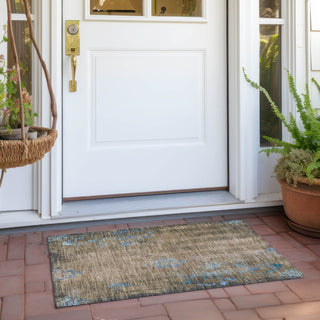Piper Looms Chantille Floral ACN1788 Taupe Machine Washable Area Rug Scatter Outdoor Lifestyle Image Feature