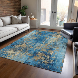 Piper Looms Chantille Modern ACN1789 Blue Machine Washable Area Rug Lifestyle Image Feature
