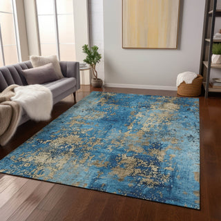 Piper Looms Chantille Modern ACN1789 Blue Machine Washable Area Rug Lifestyle Image Feature