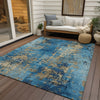 Piper Looms Chantille Modern ACN1789 Blue Machine Washable Area Rug Outdoor Lifestyle Image Feature