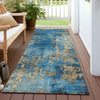 Piper Looms Chantille Modern ACN1789 Blue Machine Washable Area Rug Runner Outdoor Lifestyle Image Feature