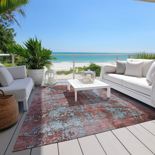 Piper Looms Chantille Modern ACN1789 Coral Machine Washable Area Rug Outdoor Lifestyle Image Feature