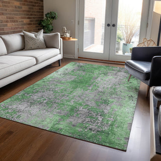 Piper Looms Chantille Modern ACN1789 Green Machine Washable Area Rug Lifestyle Image Feature