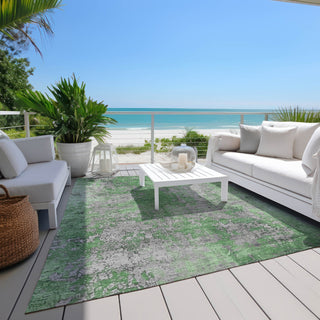 Piper Looms Chantille Modern ACN1789 Green Machine Washable Area Rug Outdoor Lifestyle Image Feature