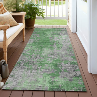 Piper Looms Chantille Modern ACN1789 Green Machine Washable Area Rug Runner Outdoor Lifestyle Image Feature