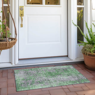 Piper Looms Chantille Modern ACN1789 Green Machine Washable Area Rug Scatter Outdoor Lifestyle Image Feature