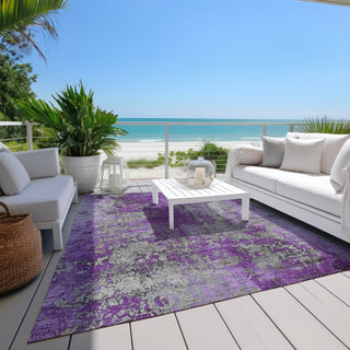 Piper Looms Chantille Modern ACN1789 Purple Machine Washable Area Rug Outdoor Lifestyle Image Feature