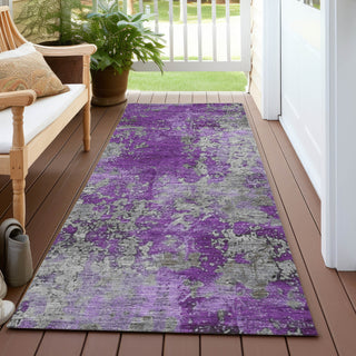 Piper Looms Chantille Modern ACN1789 Purple Machine Washable Area Rug Runner Outdoor Lifestyle Image Feature