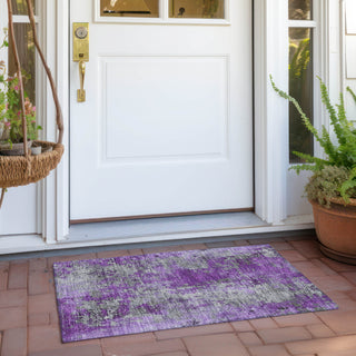 Piper Looms Chantille Modern ACN1789 Purple Machine Washable Area Rug Scatter Outdoor Lifestyle Image Feature