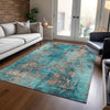 Piper Looms Chantille Modern ACN1789 Teal Machine Washable Area Rug Lifestyle Image Feature