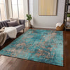 Piper Looms Chantille Modern ACN1789 Teal Machine Washable Area Rug Lifestyle Image Feature
