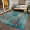 Piper Looms Chantille Modern ACN1789 Teal Machine Washable Area Rug Outdoor Lifestyle Image Feature