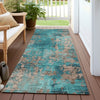 Piper Looms Chantille Modern ACN1789 Teal Machine Washable Area Rug Runner Outdoor Lifestyle Image Feature