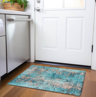 Piper Looms Chantille Modern ACN1789 Teal Machine Washable Area Rug Scatter Lifestyle Image Feature