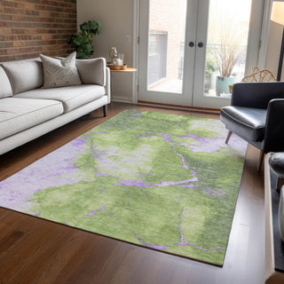 Piper Looms Chantille Abstract ACN1790 Aloe Machine Washable Area Rug Lifestyle Image Feature