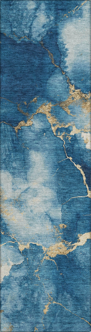 Piper Looms Chantille Abstract ACN1790 Navy Machine Washable Area Rug Runner Main Image