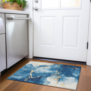 Piper Looms Chantille Abstract ACN1790 Navy Machine Washable Area Rug Scatter Lifestyle Image Feature