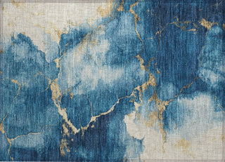 Piper Looms Chantille Abstract ACN1790 Navy Machine Washable Area Rug Scatter Main Image