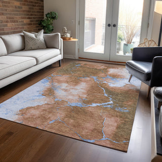 Piper Looms Chantille Abstract ACN1790 Terracotta Machine Washable Area Rug Lifestyle Image Feature