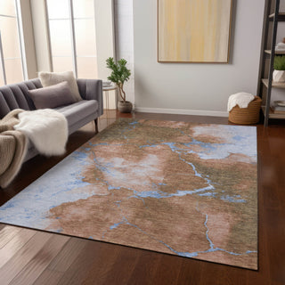 Piper Looms Chantille Abstract ACN1790 Terracotta Machine Washable Area Rug Lifestyle Image Feature