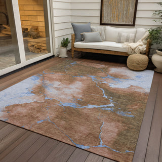 Piper Looms Chantille Abstract ACN1790 Terracotta Machine Washable Area Rug Outdoor Lifestyle Image Feature