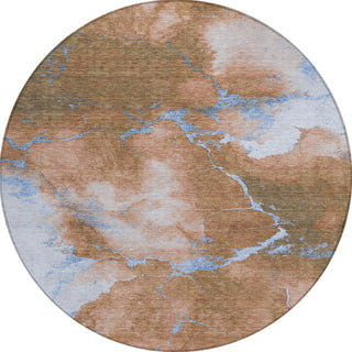 Piper Looms Chantille Abstract ACN1790 Terracotta Machine Washable Area Rug Round Main Image