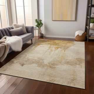 Piper Looms Chantille Modern ACN1791 Gold Machine Washable Area Rug Lifestyle Image Feature