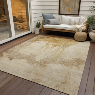 Piper Looms Chantille Modern ACN1791 Gold Machine Washable Area Rug Outdoor Lifestyle Image Feature