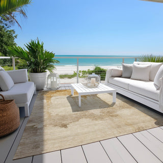 Piper Looms Chantille Modern ACN1791 Gold Machine Washable Area Rug Outdoor Lifestyle Image Feature